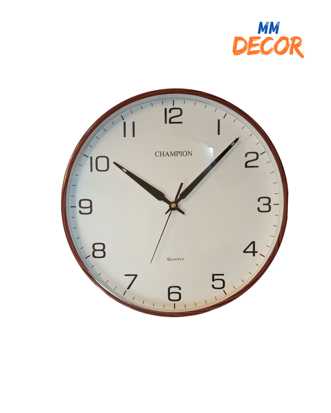 Champion Classic Brown Wall Clock - 13 Inches Elegant Design for Modern Homes