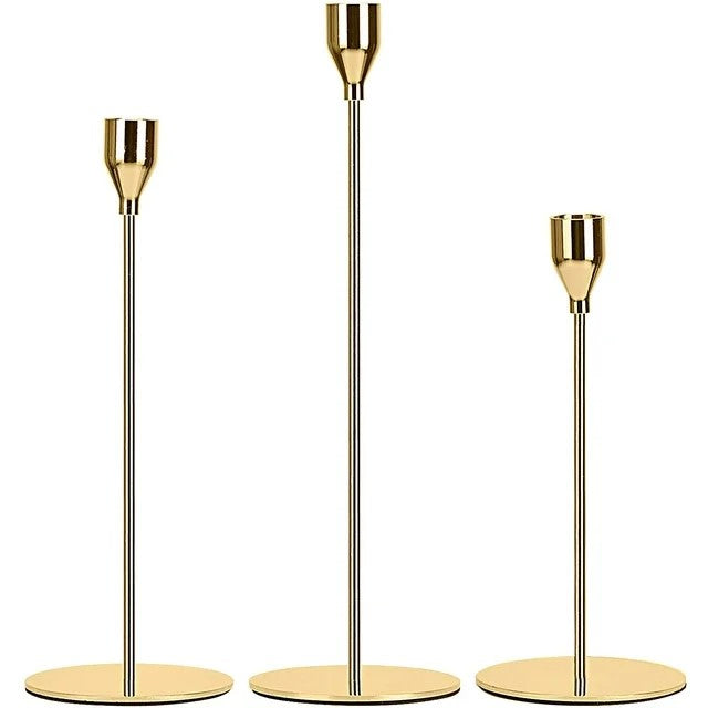 3 Pcs/ Set European Metal Candle Holder Simple Golden Wedding Decoration Bar Party Living Room Decoration Home Decoration