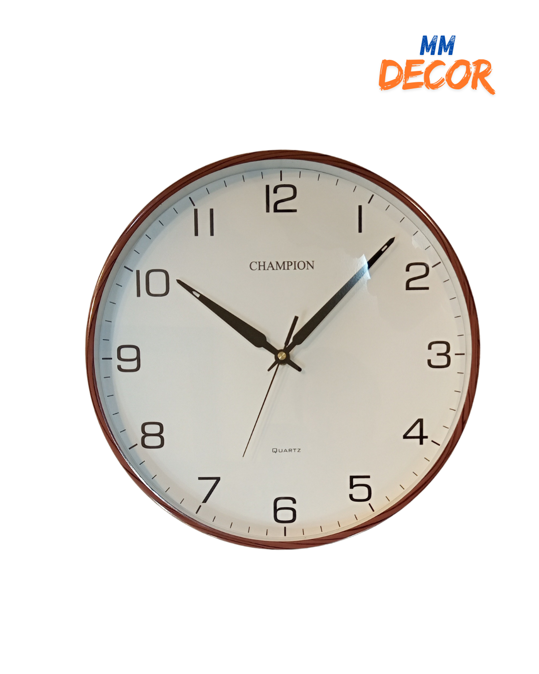 Champion Classic Brown Wall Clock - 13 Inches Elegant Design for Modern Homes