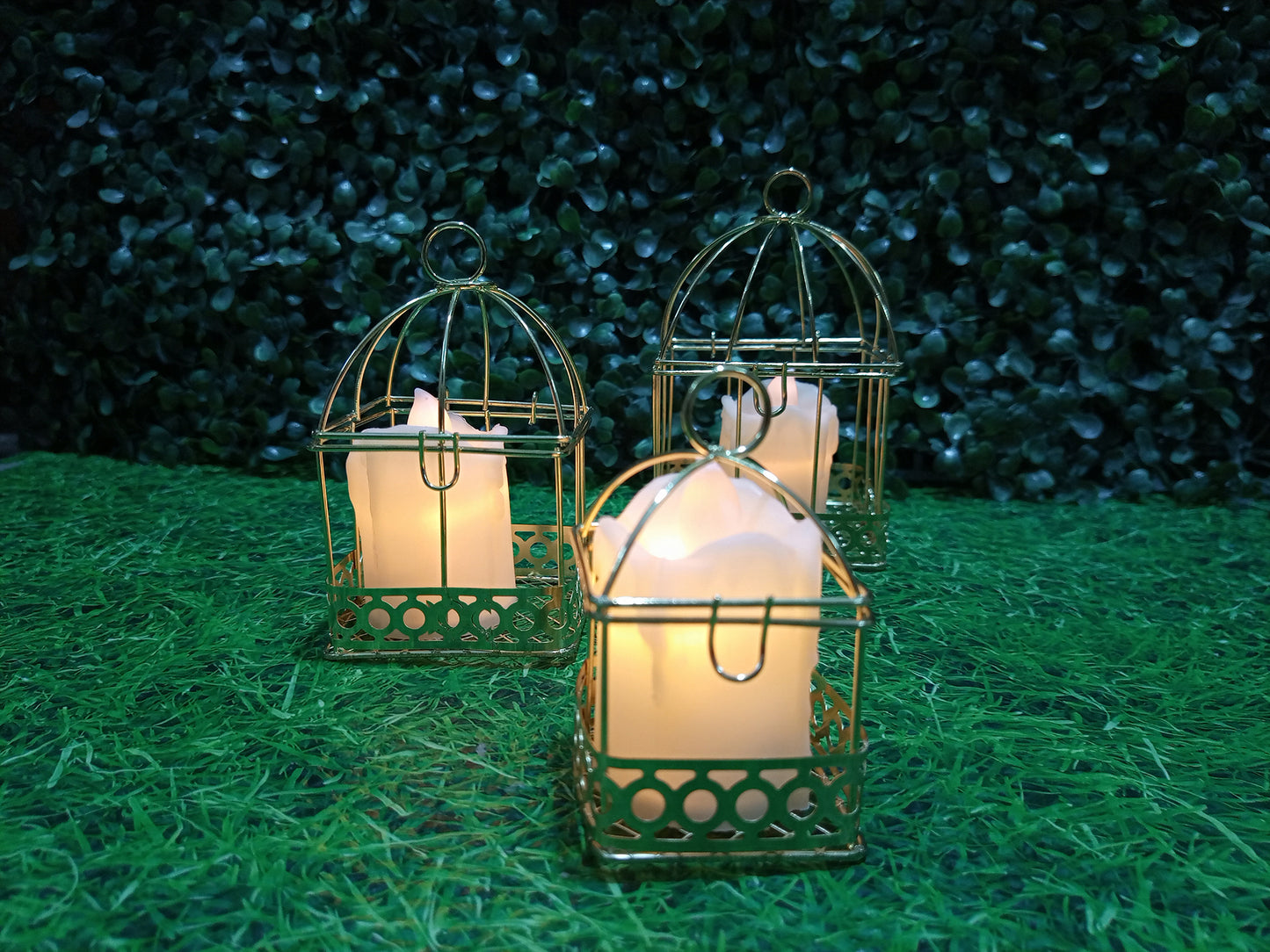 3Pcs Wedding Birdcages Gift Card Holder Decorative Gold Metal Wall Hanging Laterns, Candelabros Hollow Hanging Bird Cage Candle Holder Chandelier Lantern Home Garden Decorations