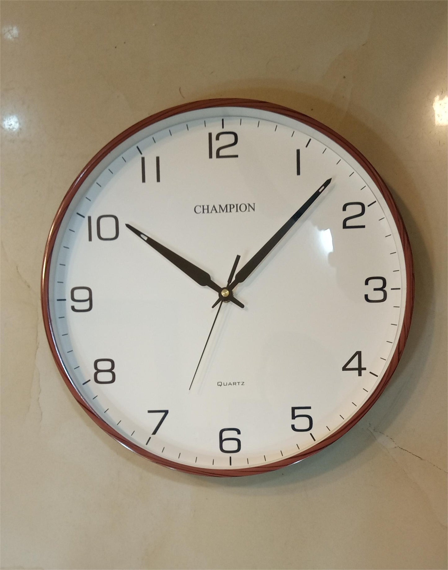 Champion Classic Brown Wall Clock - 13 Inches Elegant Design for Modern Homes