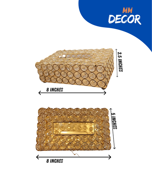 Elegant Gold Metal Tissue Box with Beaded Detailing