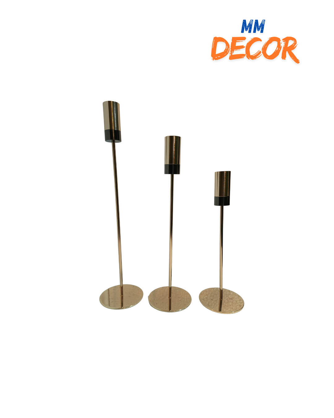 Premium 3-Piece Gold Metal Candle Stand Set - Elegant Decorative Candle Holders for Home & Office