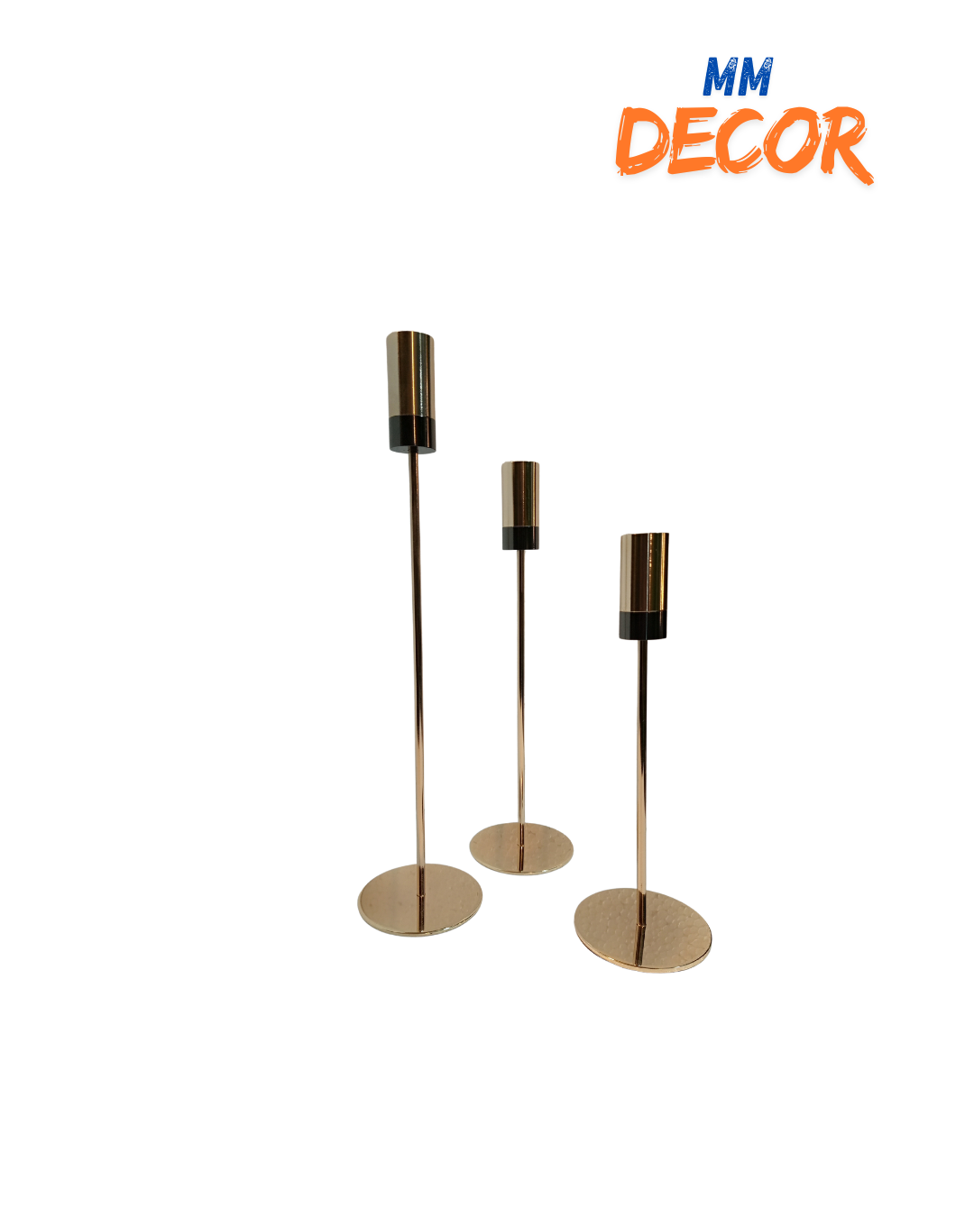 Premium 3-Piece Gold Metal Candle Stand Set - Elegant Decorative Candle Holders for Home & Office