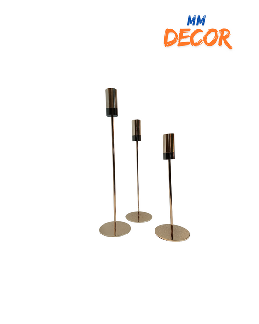 Premium 3-Piece Gold Metal Candle Stand Set - Elegant Decorative Candle Holders for Home & Office